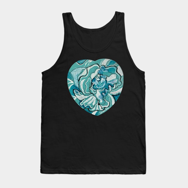 Floral Blue Heart Tank Top by RobinWings